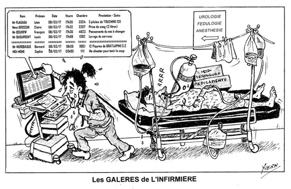 Infirmi&egrave;re un boulot fatiguant Dessin humoristique de m&eacute;decine