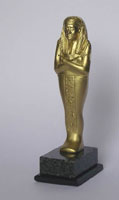 Ouchebtis aspect Or  mont&eacute; sur socle en marbre